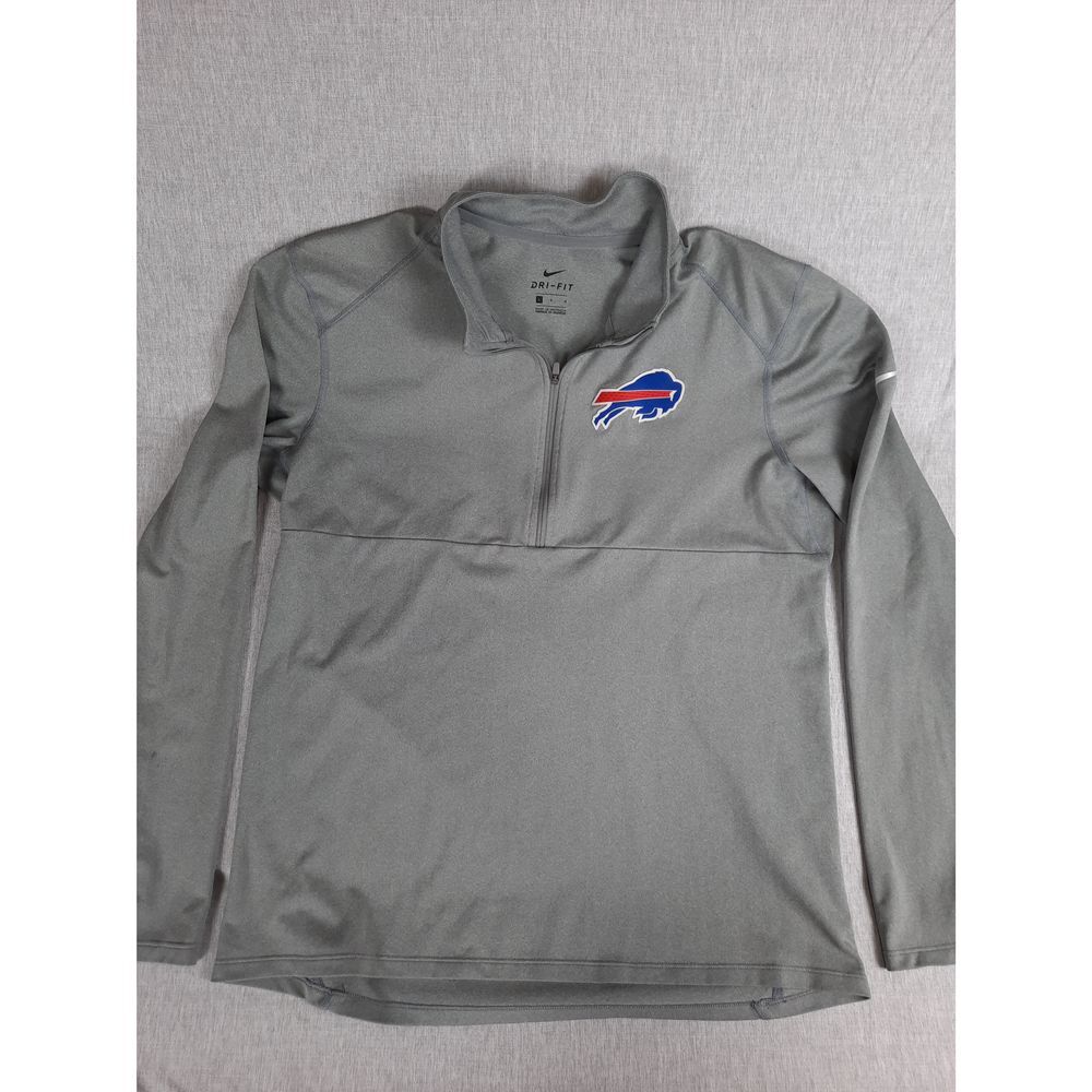 Nike Dri-Fit Men Large Zip-Up Performance Active Art Logo Gray Polyester Sweater